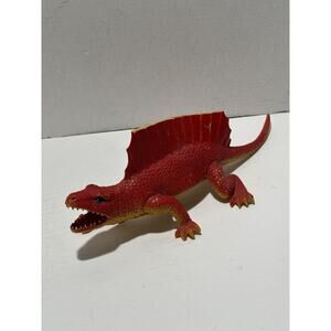 Vintage Dinosaur Dor Mei Red Edaphosaurus Hong Kong 15” Tall Figure Toy